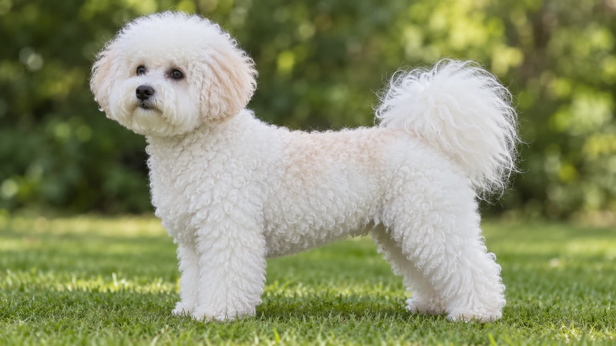 Bişon Çuha Köpeği köpek — beyaz-krem gölge renk
