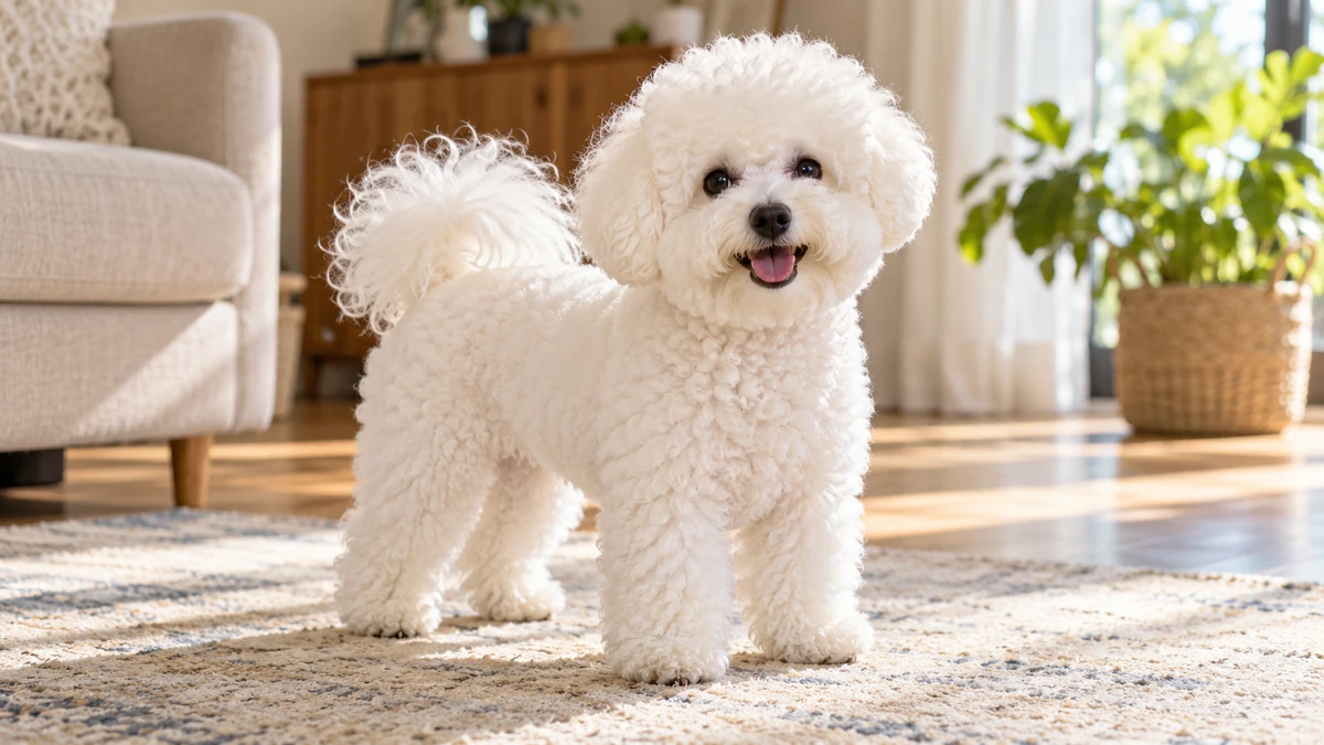 Bişon Çuha Köpeği köpek — fildişi beyaz renk