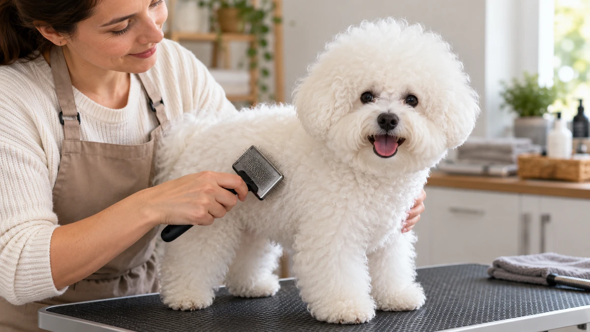 Bişon Çuha Köpeği yavru köpek — tüy bakımı ve fırçalama